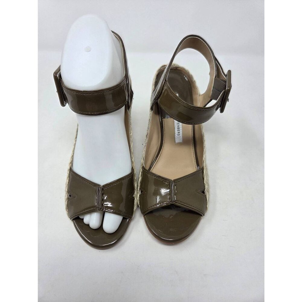 DIANE VON FURSTENBERG SUDAN WEDGE ESPADRILLE SANDAL HEELS BROWN WOMENS 6.5 M